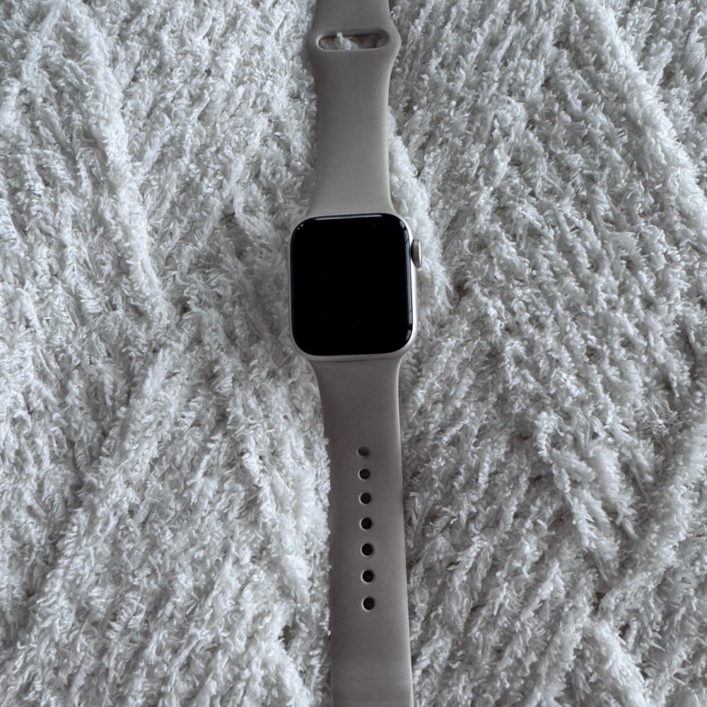 Apple Smartwatch with Silver and Black Display